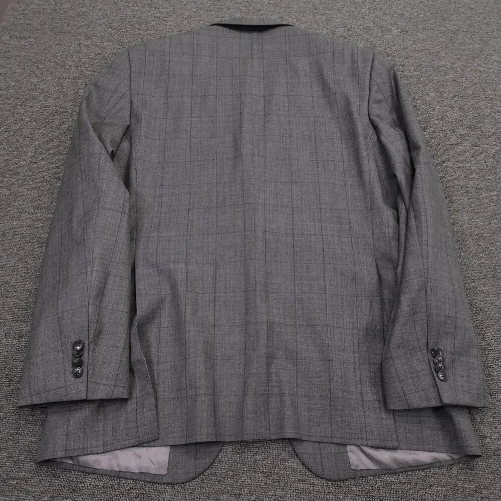 Joseph Abboud Suit Mens 44L Gray Plaid Wool 2 Button 2 Piece 38x31 Pants